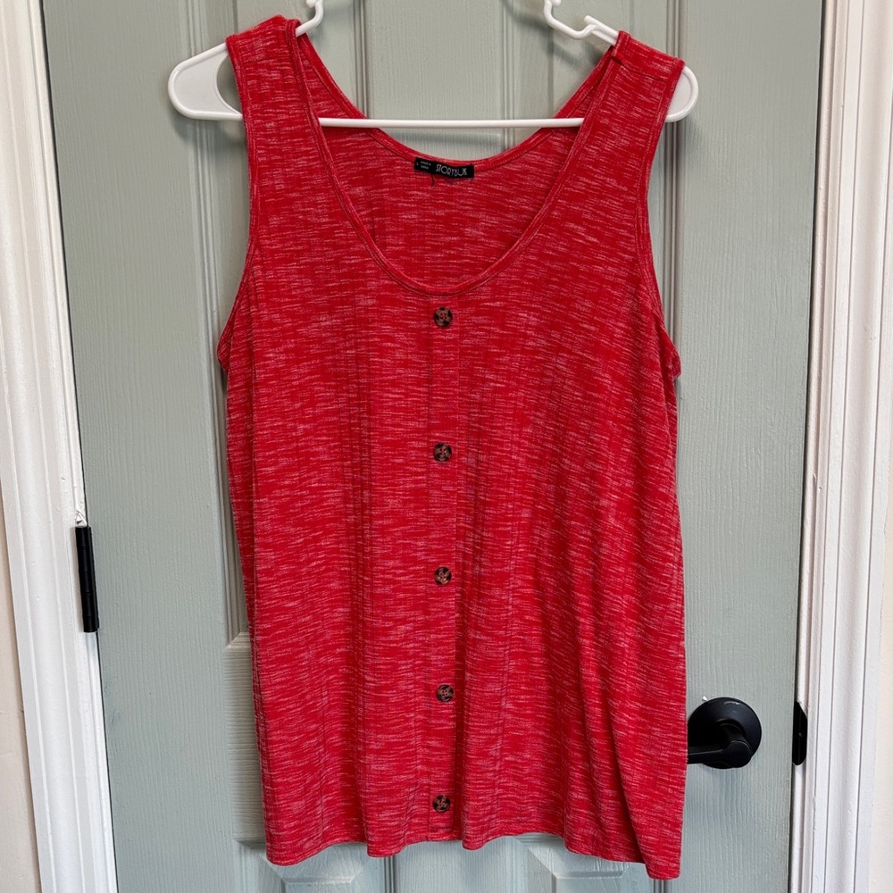 Stylish Red Button-Down Tank Top